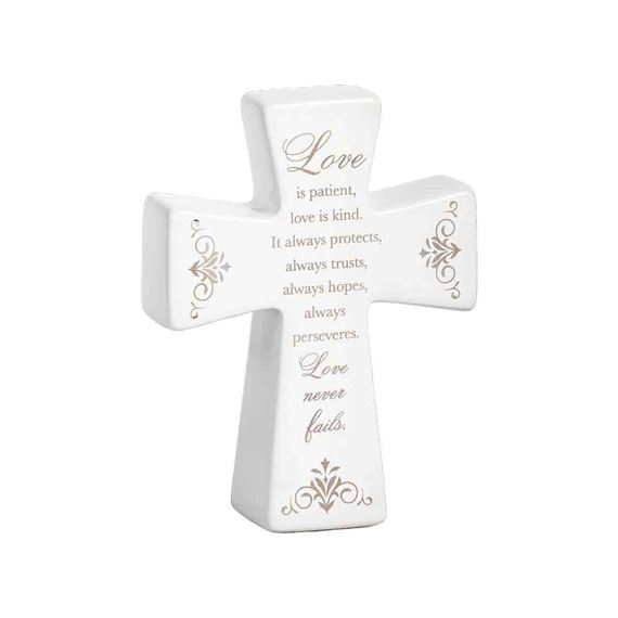 LOVE IS PATIENT CERAMIC CROSS